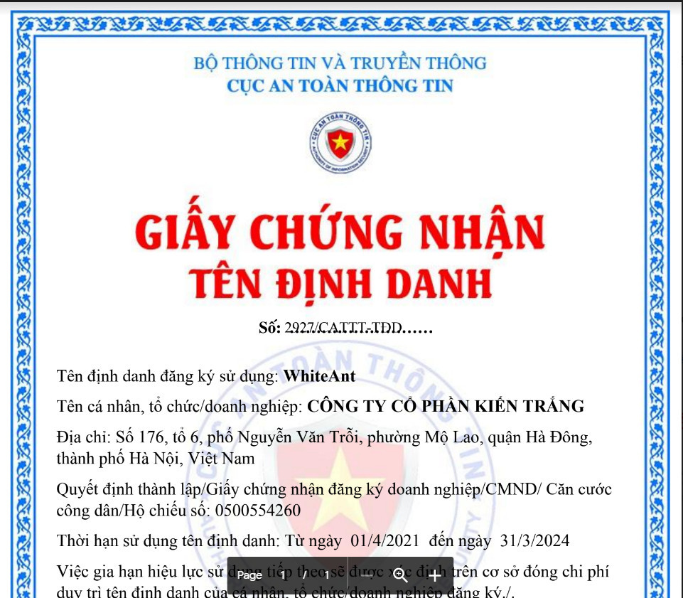 Dịch vụ đăng ký tên định danh