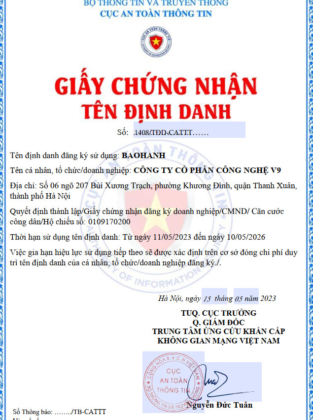 Dịch vụ đăng ký tên định danh